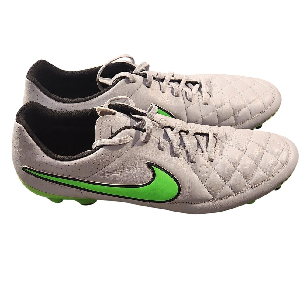 Nike Tiempo Genio II Leather FG‎ Wolf Grey Green Soccer Cleats 631282-030